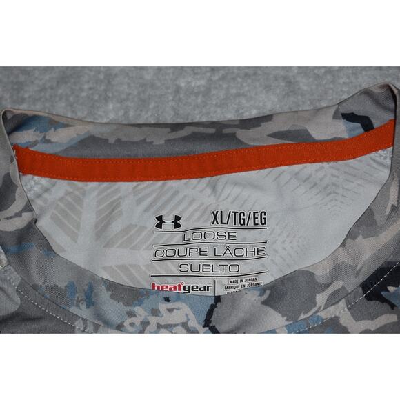 Under Armour Fishing Shirt Mens Size Gray Camo Blue Camping Hiking Polyester - Picture 7 of 8